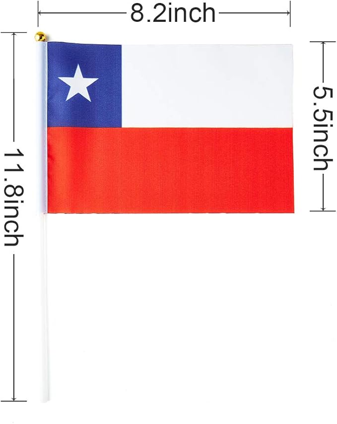 Chile Flag Chilean Flag, Small Mini Handheld Chile Flags on Stick - Image 3