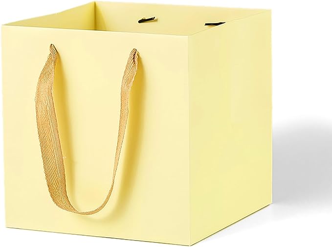 Beige Yellow Paper Gift Bag Small Square Bottom Kraft Carboard Paper Bags by L%C3%B3ngF%C3%A8ngCh%C3%A9ngXi%C3%A1ng