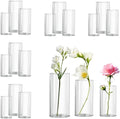 Glass Cylinder Vase Set of 18 for Centerpieces, 6 inch Tall Clear Vase Bulk by Zomiol