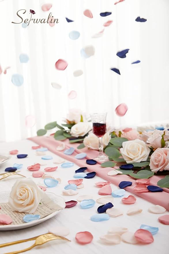 Serwalin 500pcs Silk Rose Petals Artificial Flower Pink Navy Blue - Image 5