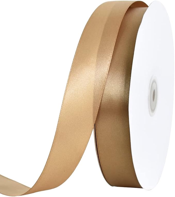 TONIFUL 1 Inch x 100yds Gold Satin Ribbon, Thin Solid Color Satin Ribbon by TONIFUL