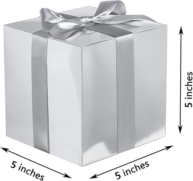 COTOPHER Small Gift Boxes 25 Pack 5x5x5 inches Silver Gift Boxes - Image 5