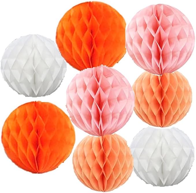 8pc Honeycomb Balls Party Decorations 6'' 8'' Tissue Paper Pom Poms Flower by Yangeey