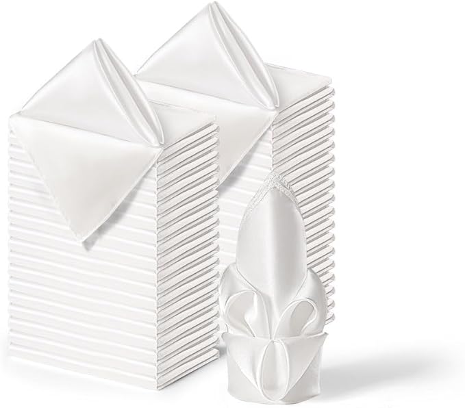 36 Pack Square Satin Dinner Napkins, 16x16 Inches Silky Soft Smooth Table Cloth by Counfeisly