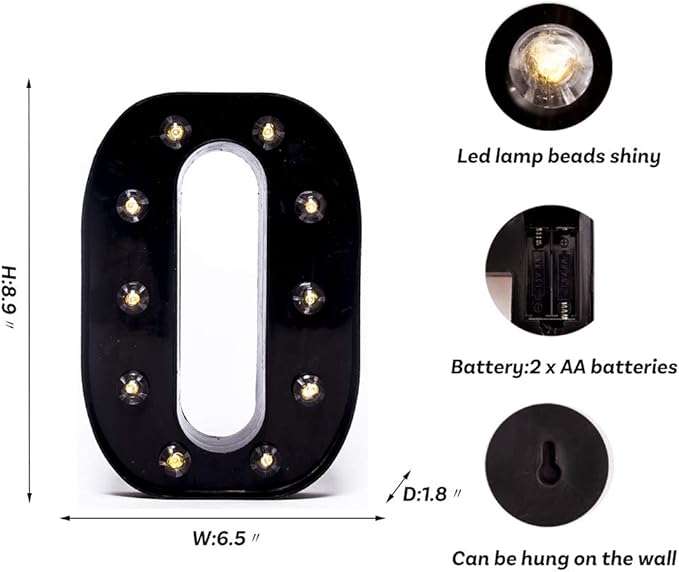 Foaky Black LED Marquee Number Lights Sign Light Up Marquee Number Lights Sign - Image 3