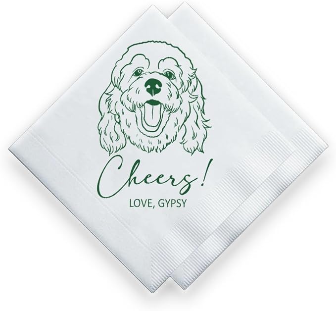 Luxury Custom Pet Wedding Cocktail Napkins, Personalized Wedding Napkins by Evamall