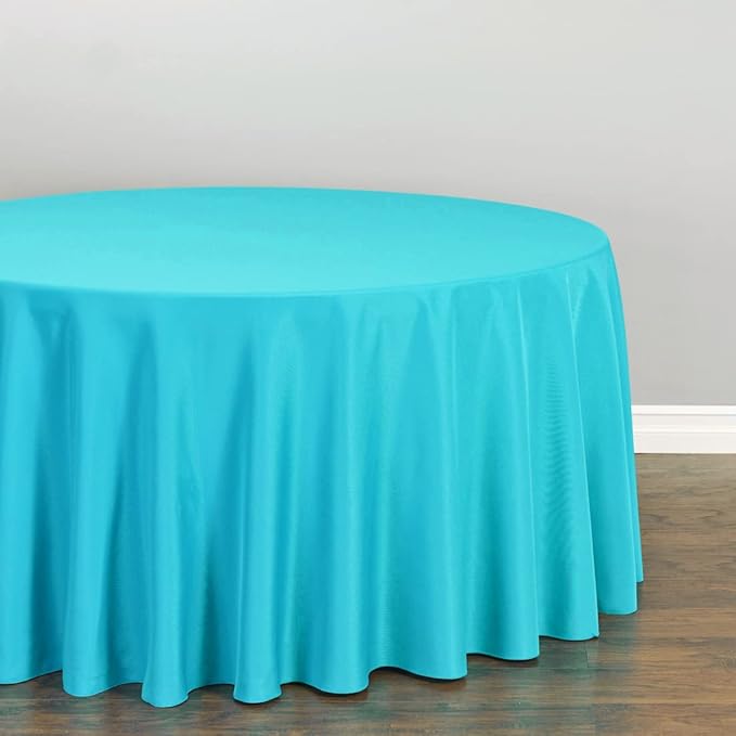 LTC LINENS 5 Pack 120 Inch Round Tablecloth Turquoise - Image 3