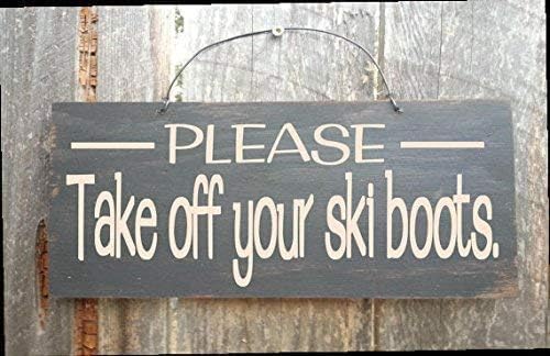 Rustic Wooden Signs Please take Off Your ski Boots, Remove ski Boots Sign by Eletina