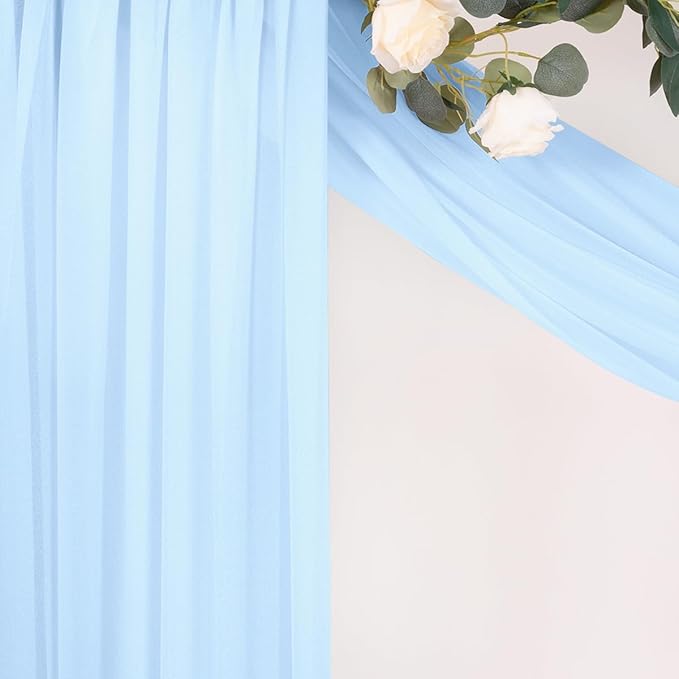 MLMC Baby Blue Wedding Arch Draping Fabric 2 Panels 29" x 20 FT Extra Long - Image 7
