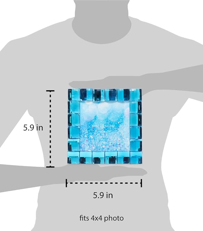 Isaac Jacobs Decorative Sparkling Turquoise Jewel Picture Frame, Photo Display - Image 3