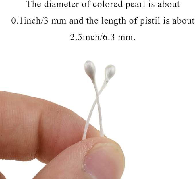 HAHIYO 700Pcs 3mm White Pearl Double Heads Flower Stamen Pistil Hand-Made - Image 3