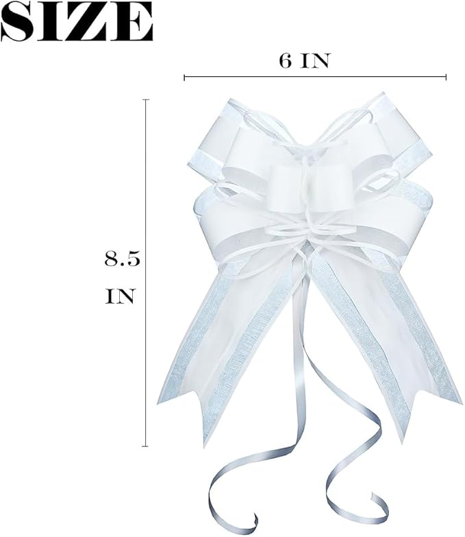 WEWILUCK White Gift Bow, Big White Pull Bows - Image 4