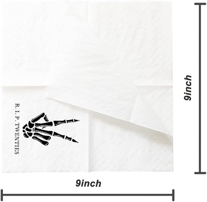SharkBliss RIP Twenties Cocktail Napkins, 100 Pack RIP Twenties Death to My 20s - Image 3