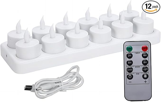 Rechargeable LED Tea Lights, Flickering Flameless Candles by Unknown