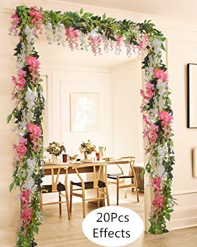 DearHouse 4Pcs 6.6Ft/Piece Artificial Flowers Silk Wisteria Garland Artificial - Image 6