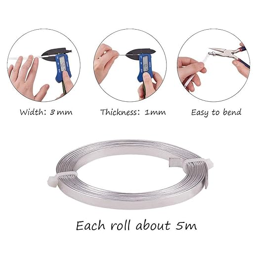Fashewelry 3mm Aluminum Flat Wire Silver 82Ft Bendable Nose - Image 2