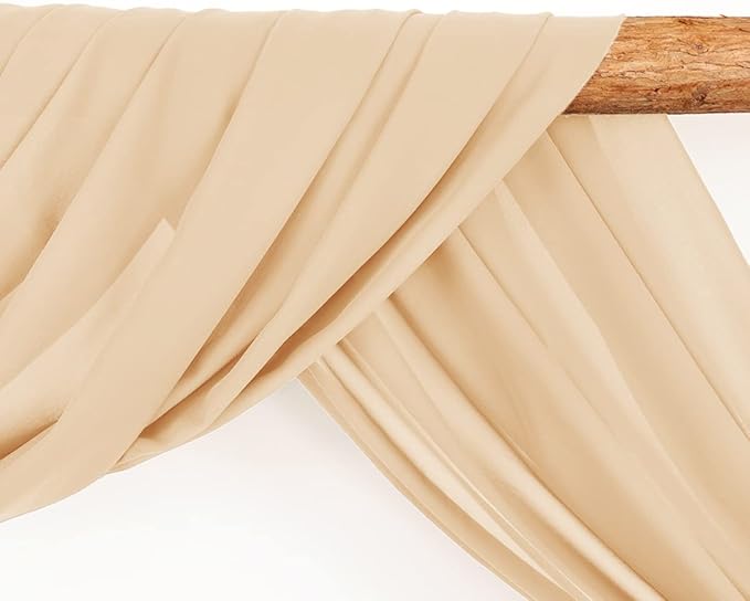 Wedding Arch Draping Fabric 1 Panel 30'' x 18FT Champagne Sheer Chiffon Arch - Image 3