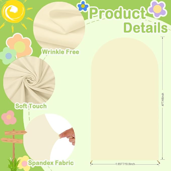 Beige Arch Cover 4ft Arch Backdrop Cover Spandex Fitted Wedding Arch Covers - Image 4