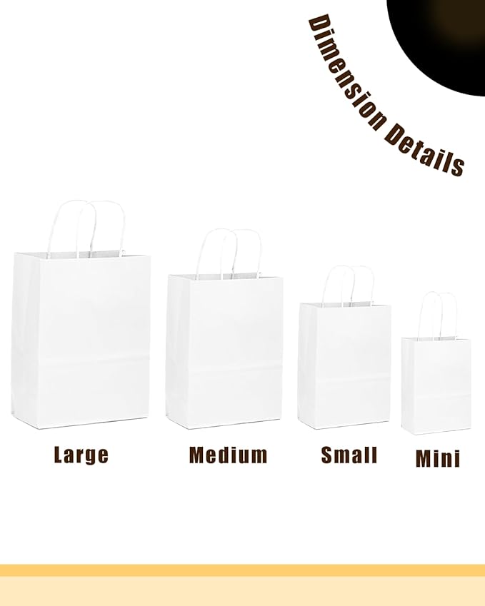 qiqee 25 Pcs White Mini Paper Gift Bags - Image 2