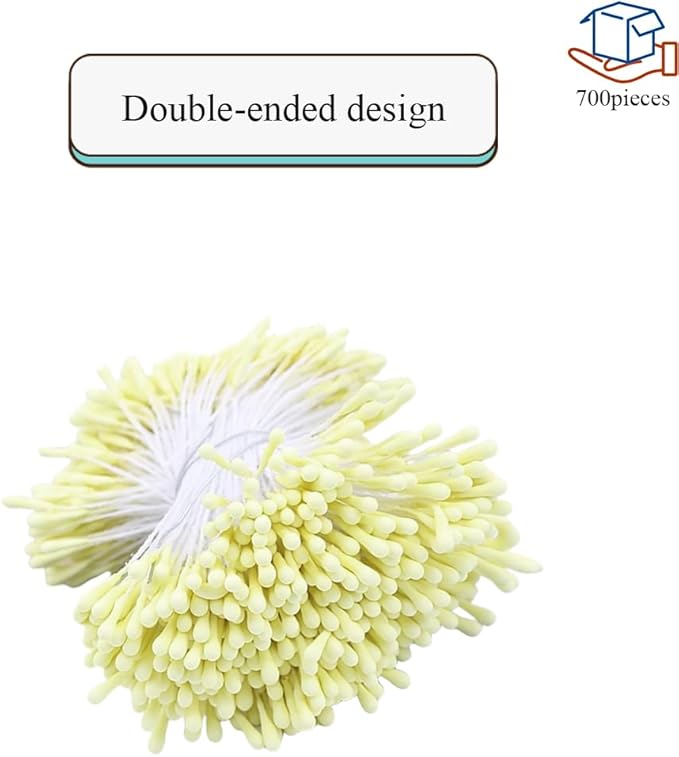 HAHIYO 700Pcs 2mm LightYellow Matte Double Head Flower Stamen Pistil - Image 4