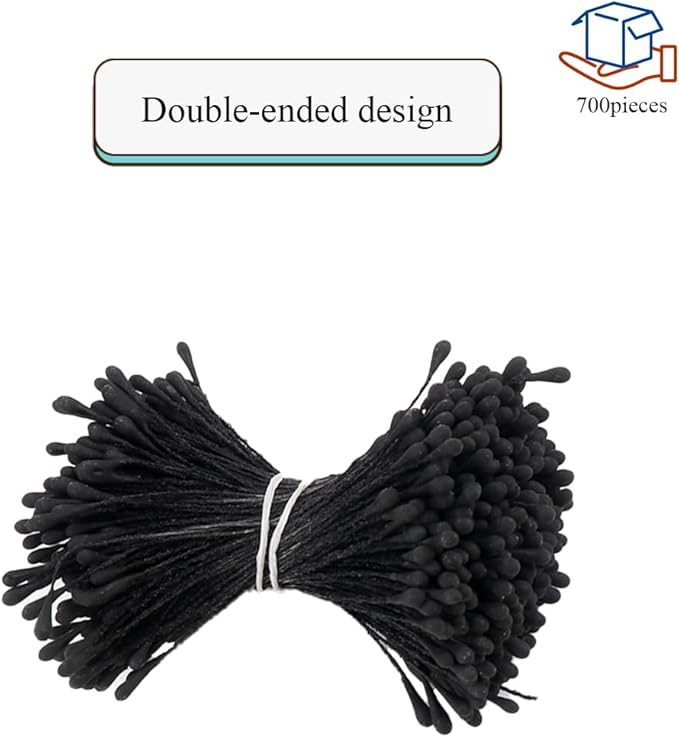 HAHIYO 700Pcs 2mm Fully Black Matte Double Head Flower Stamen Pistil - Image 4