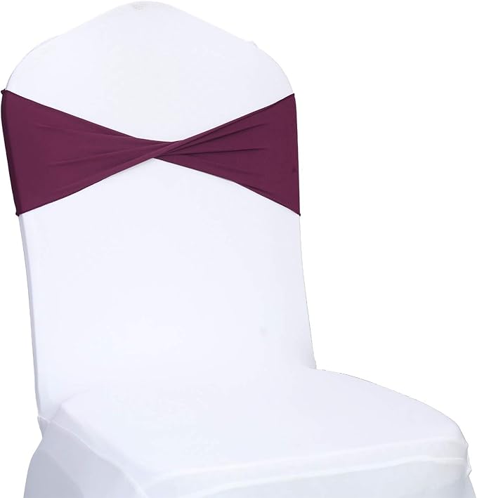 VDS Pack of 25 PCS | Eggplant | Spandex Chair Sashes Bows Without Buckle | - Image 2