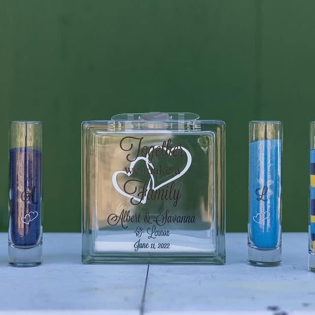 Glass Unity Sand Set for Weddings w LID, Ink Printed - Image 6