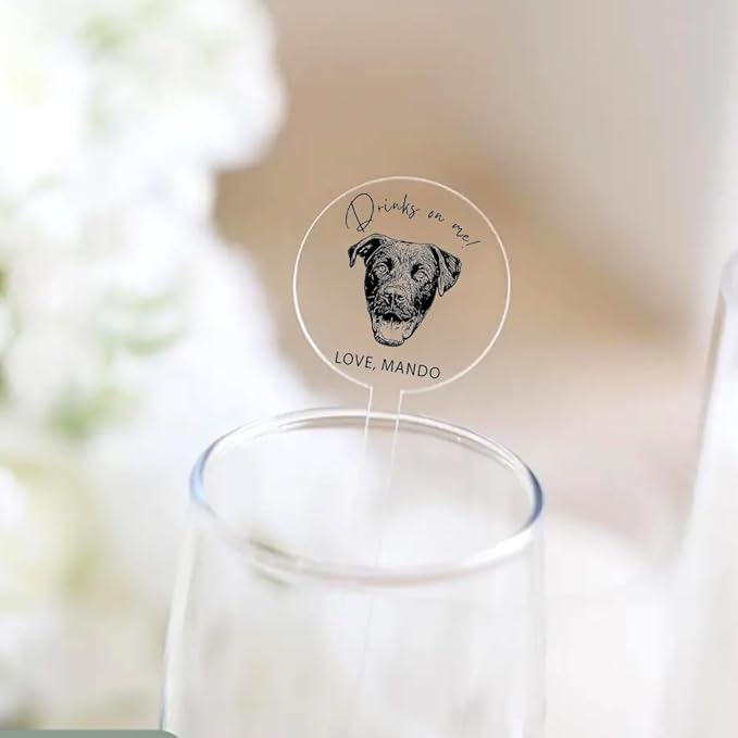 Coolslove Personalized Wedding Dog Stir Sticks, Custom Illustrated Pet Acrylic - Image 3
