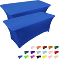 IVAPUPU 2 Pack 6FT Table Cloth for Rectangular Fitted Events Stretch Royal Blue by IVAPUPU