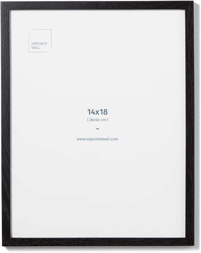 Opposite Wall - 14x18 in - Black Solid Oak Wood Picture Frame - Lightweight by OppositeWall
