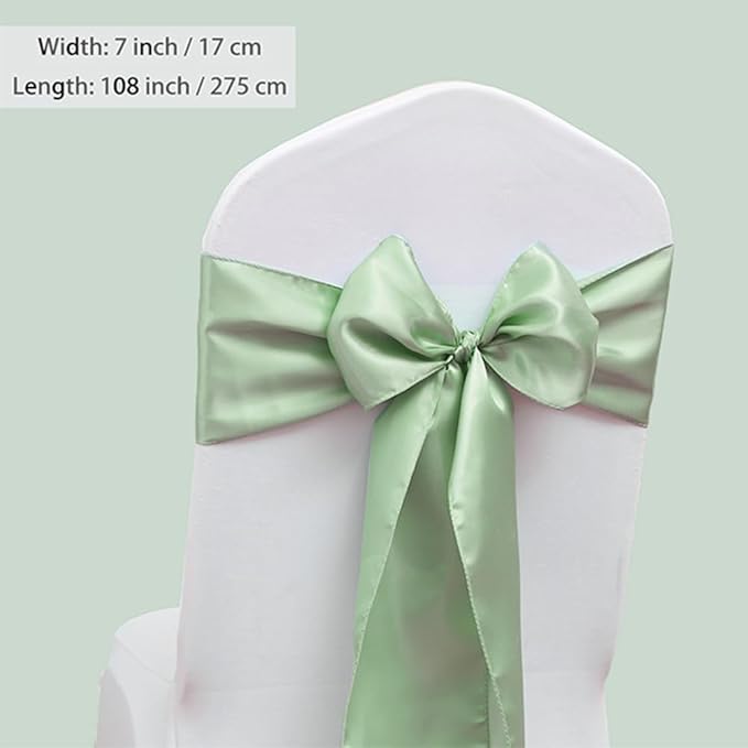50 Pack Satin Sage Green Chair Sashes - Image 6