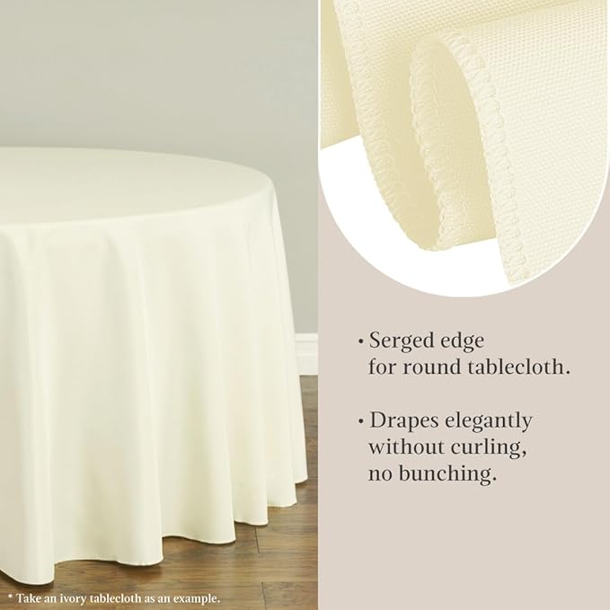 LTC LINENS 10 Pack 120 Inch Round Tablecloth Ivory - Image 3