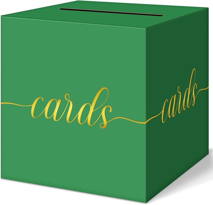QIKSION Green Graduation Card Box, Wedding Reception, Baby Shower by QIKSION