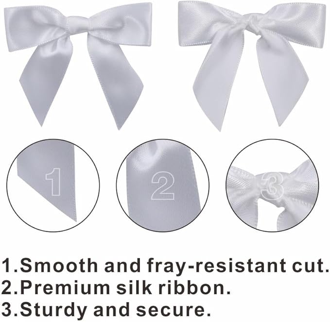 2.5" Hgzgch White Satin Ribbon Bow - Image 3