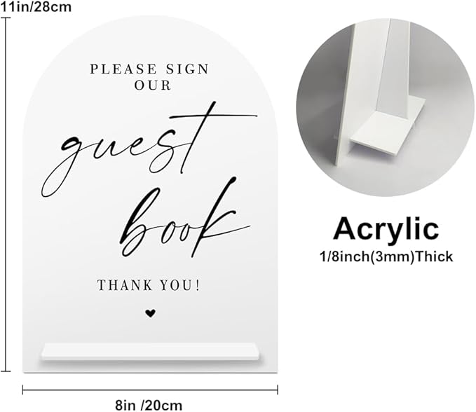 White Acrylic Guest Book Sign, Please Sign Our Guestbook Sign - Image 3