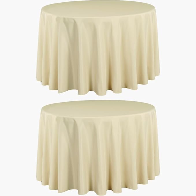 LTC LINENS 2 Pack 108 Inch Round Tablecloth Beige by LTCLINENS