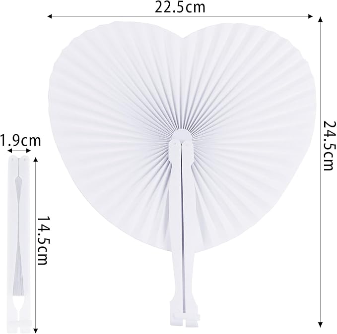 ZWIN 48 Pcs Heart Shaped Paper Fans - Image 3
