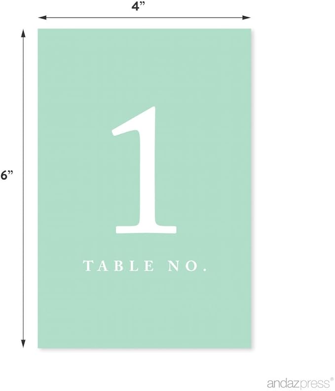 Andaz Press Table Numbers 1-20 on Perforated Paper, Mint Green, 4x6-inch Single - Image 2
