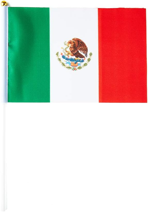 Mexico Flag Mexican Flag, Small Mini Handheld Mexico Flags on Stick - Image 2