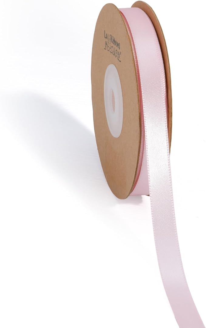 LaRibbons Light Pink Satin Ribbon 3/8 Inch 25 Yards Luxury Double Faced Pink by LaRibbons
