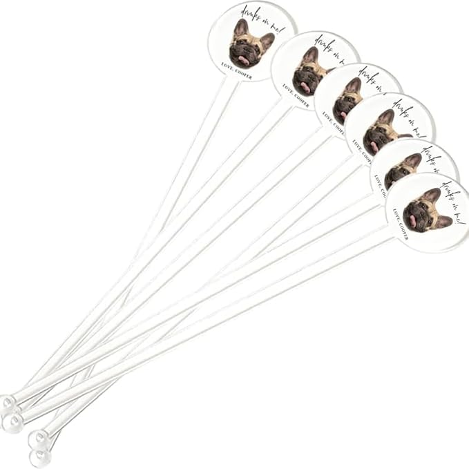 Coolslove Personalized Wedding Dog Stir Sticks, Custom Illustrated Pet Acrylic - Image 3