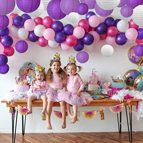 BEISHIDA 21 Pcs Lavender Purple White Round Paper Lanterns Decorative Hanging - Image 6