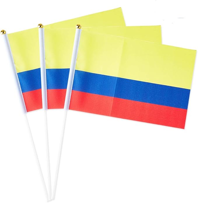 Colombia Flag Colombian Flag, Small Mini Handheld Colombia Flags on Stick by Mflagperft