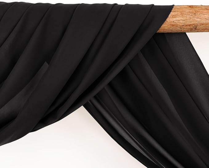 Wedding Arch Draping Fabric 1 Panel 30'' x 18FT Black Sheer Chiffon Arch Drapery - Image 3