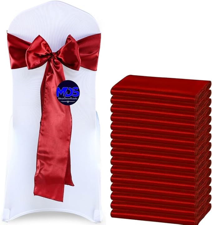 MDS Pack of 150 PCS Satin Chair Sashes Charmeuse Sateen Dining Chair Bows by MDS