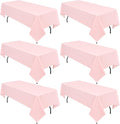 6 Pack Pink Tablecloths for 8ft Rectangle Tables 60 x 126 Inch by REWOMC