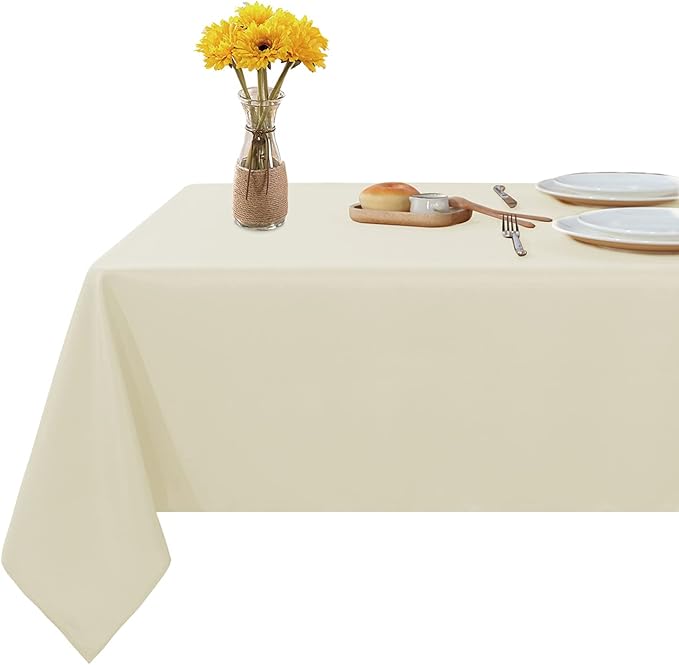 Fitable Rectangle Tablecloth Stain and Wrinkle Resistant Washable Polyester by Fitable