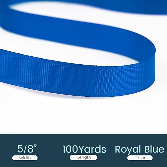 5/8" X 100 Yards Royal Blue Grosgrain Ribbon, Premium Grosgrain Ribbon - Image 2