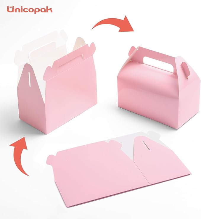 UnicoPak 30 Pack Pink Gable Treat Boxes, Party Favor Boxes, Candy Gift Boxes - Image 5