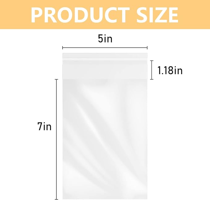 MoloTAR || 200 Pcs 5''x 7'' Clear Resealable Cello/Cellophane Good - Image 2